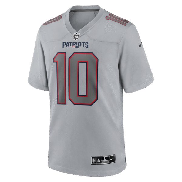 New England Patriots Drake Maye Nike Gray Atmosphere Fashion Game Jersey